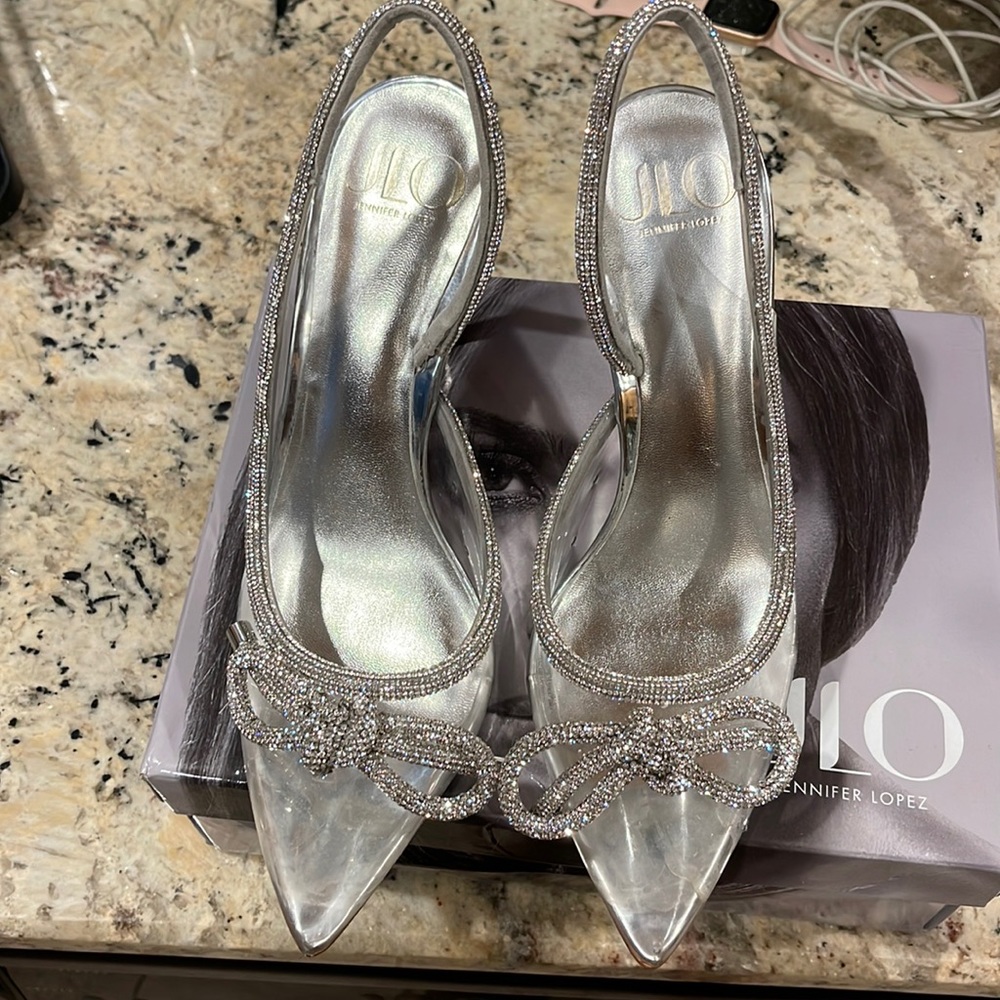 Silver Heels by JLO these are beautiful. They are see through